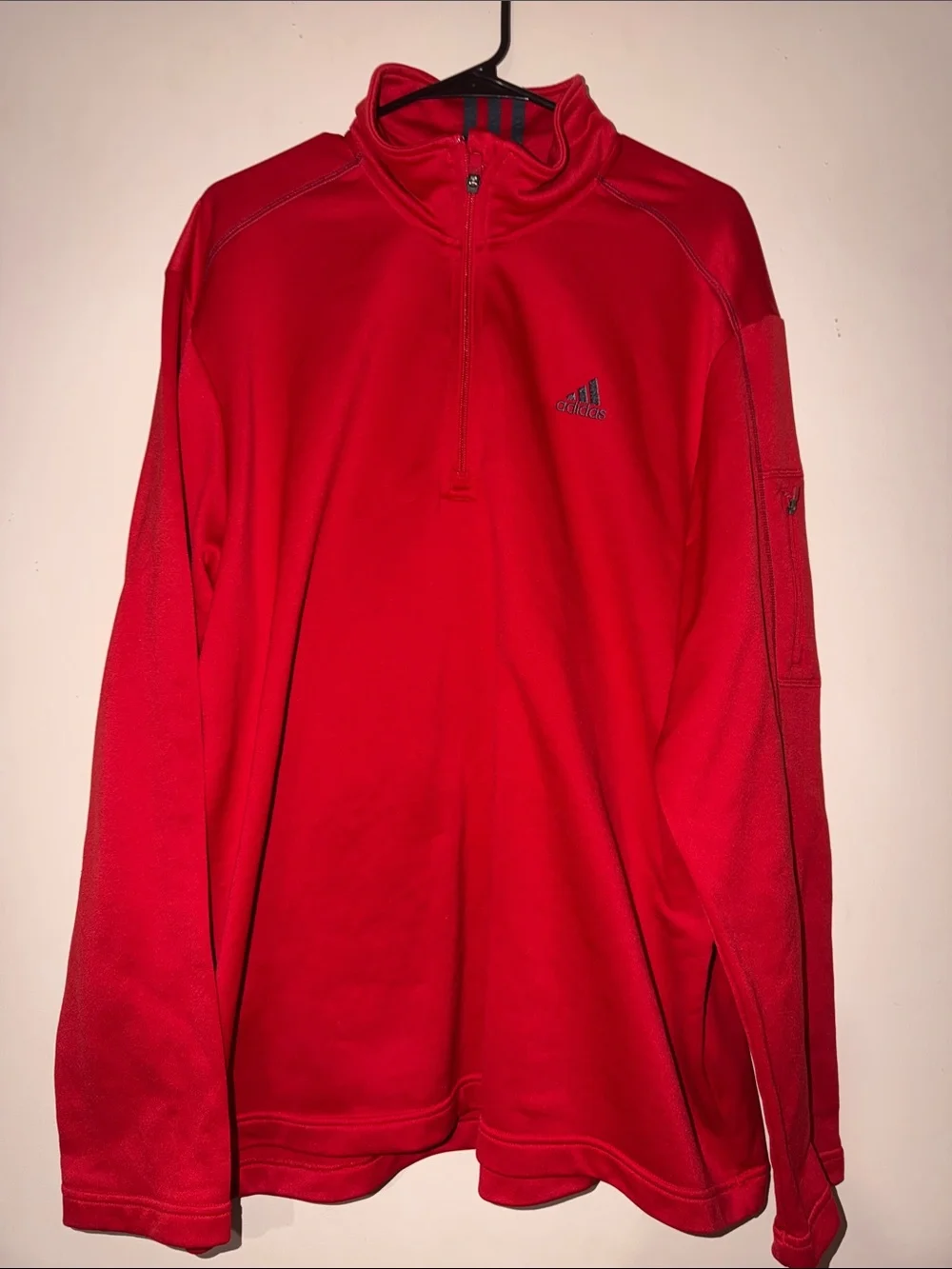 adidas Red Half-Zip Athletic Pullover
